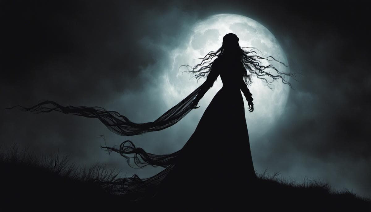 Image of a banshee silhouette with glowing eyes against a dark background