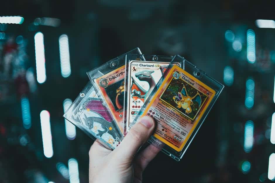 Εικόνα που απεικονίζει την αξία των χρυσών καρτών Pokemon με διάφορες σπάνιες κάρτες, συμπεριλαμβανομένων ολογραφικών και κακοτυπωμένων καρτών.